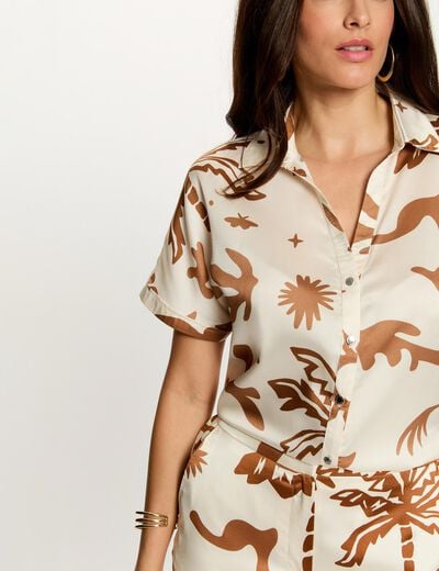 Blusa satinada sin mangas multicolor mujer