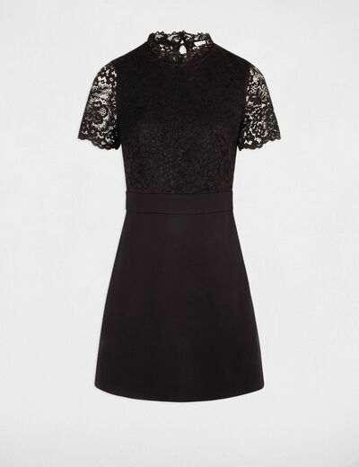 Vestido corto ajustado encaje negro mujer