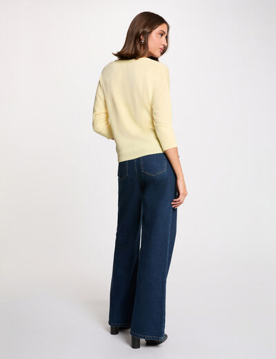 C&aacute;rdigan escote en V amarillo claro mujer