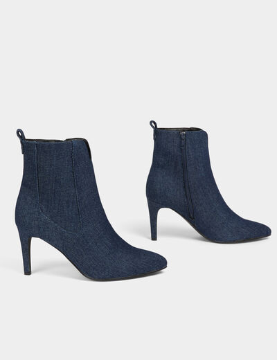 Botines de vaquero y tacón denim crudo mujer