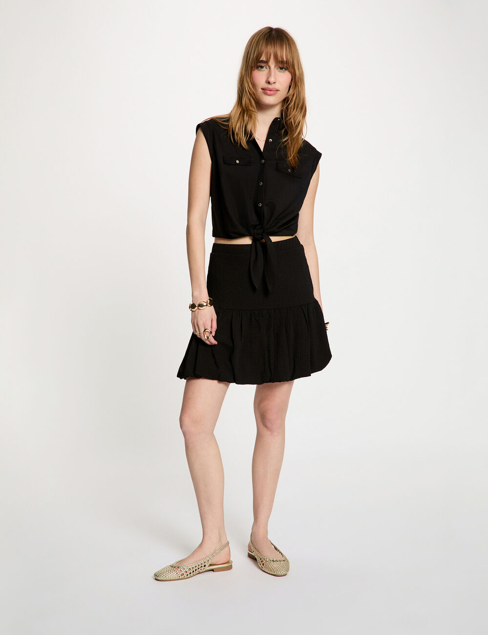 Blusa sin mangas negro mujer
