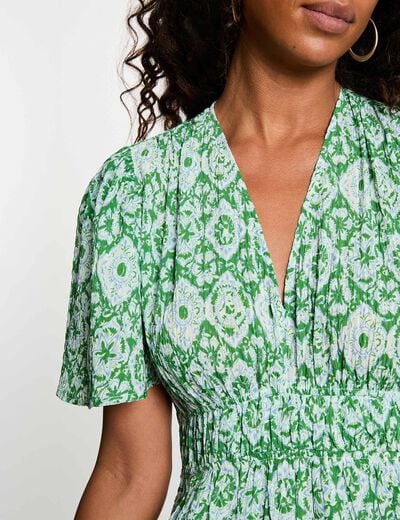 Vestido corto con cuello en V multicolor mujer