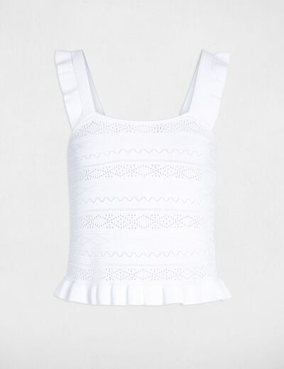 Jersey ajustado cuello cuadrado blanco mujer