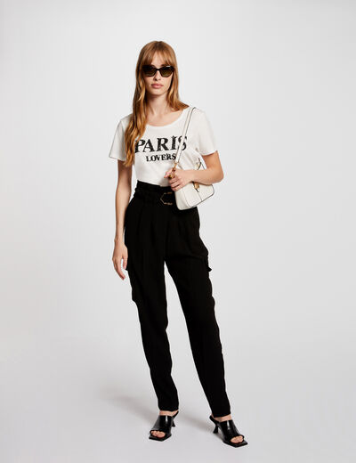 Pantalón estrecho la pernera negro mujer