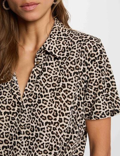 Camisa anudada con cuello abierto multicolor mujer