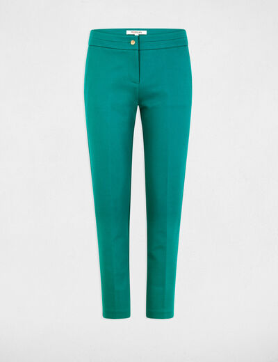 Pantalón cigarette con pinzas azul turquesa mujer