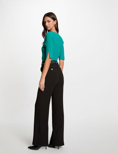 Jersey escote en V azul turquesa mujer