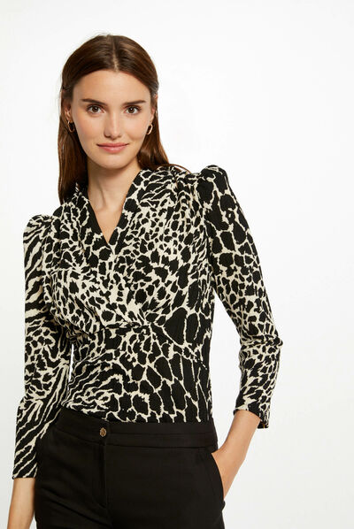 Camiseta manga 3/4 estampado animal multico mujer