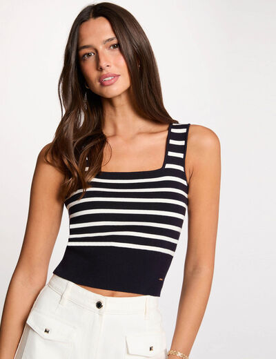 Top punto tirantes anchos azul marino mujer