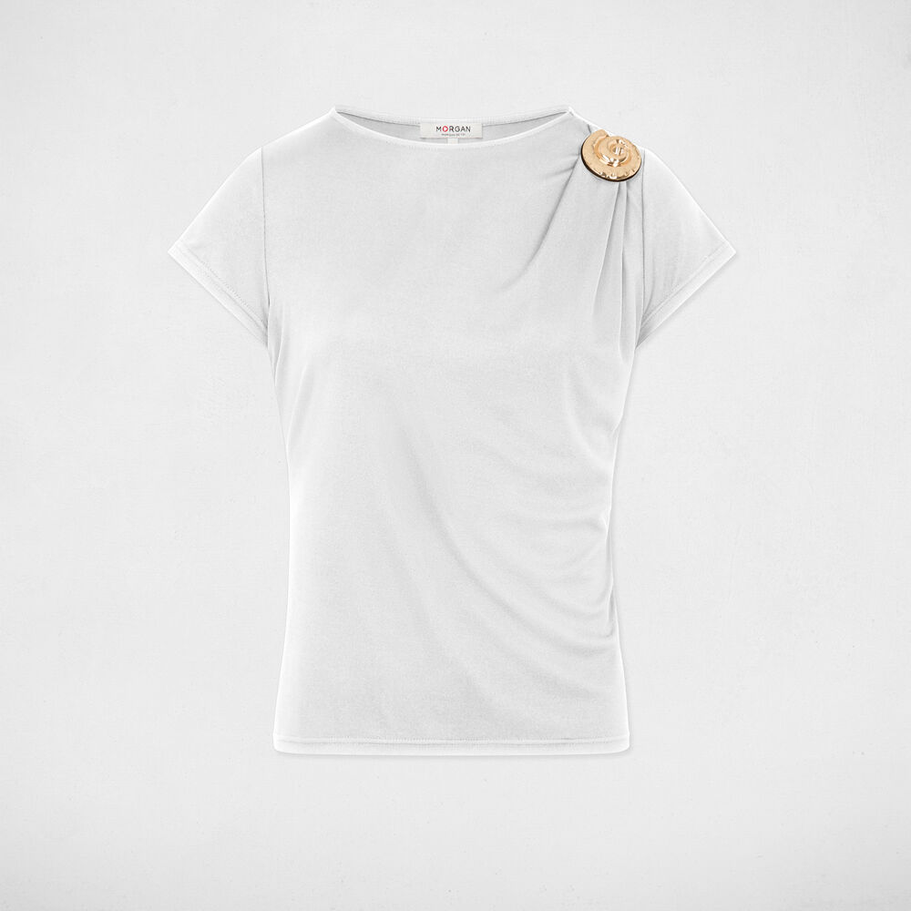 Camiseta cuello redondo blanco mujer