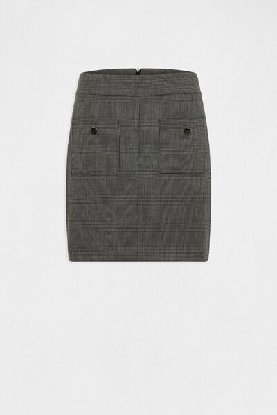 Falda recta estampado de cuadros gris anthracite mujer