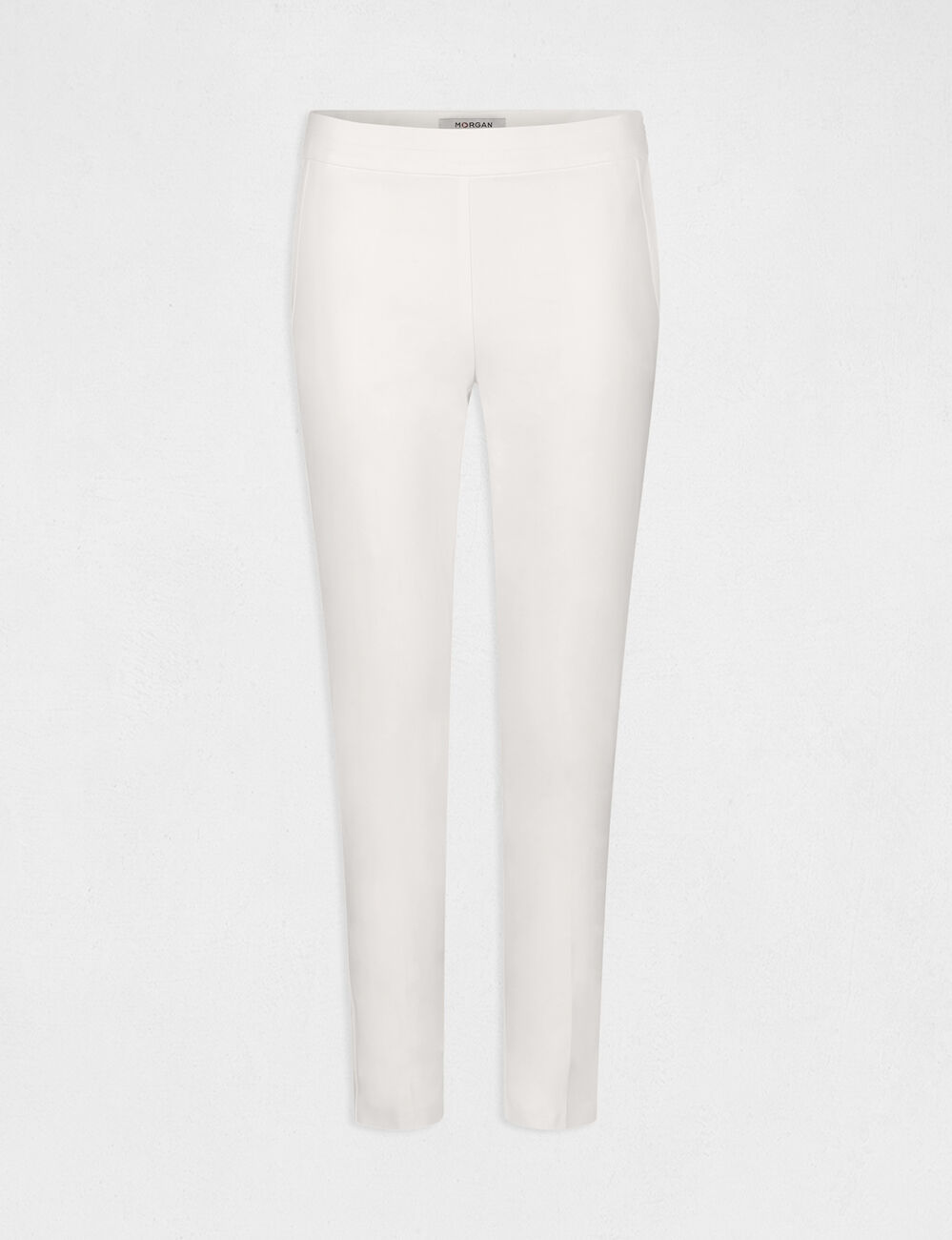 Pantalón cigarette estilo corto marfil mujer