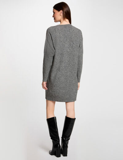 Vestido punto recto con ojales gris anthracite mujer
