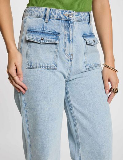 Vaquero pernera ancha denim descolorido mujer