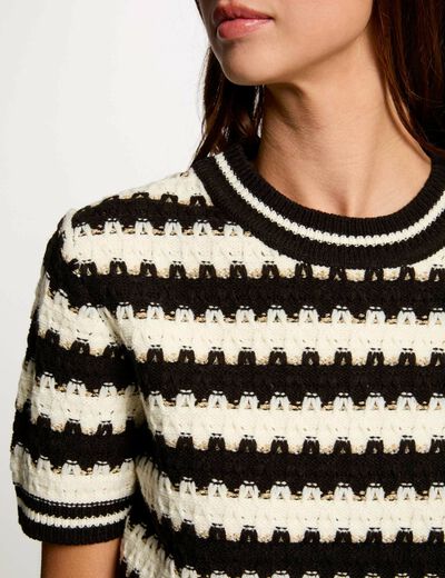 Jersey manga corta y rayas blanco mujer