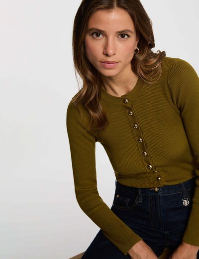 Jersey ajustado cuello redondo mujer