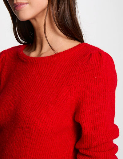 Jersey cuello redondo rojo mujer