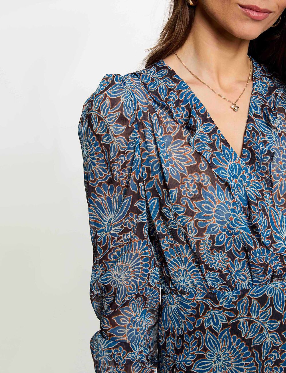 Vestido corto ajustado con cuello en V multicolor mujer