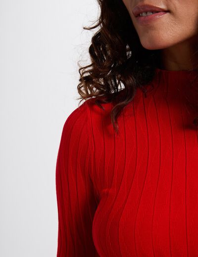 Jersey con cuello alto rojo mujer