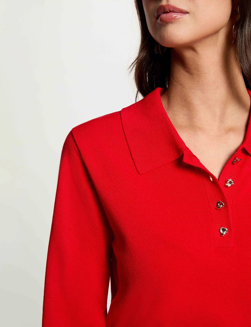 Jersey con cuello vuelto rojo mujer