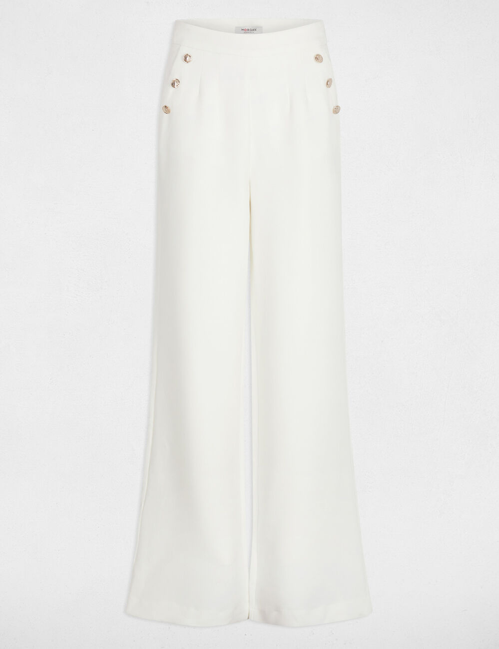 Pantalón pernera ancha blanco mujer