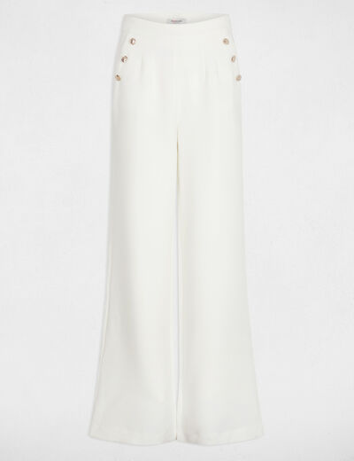 Pantalón pernera ancha blanco mujer