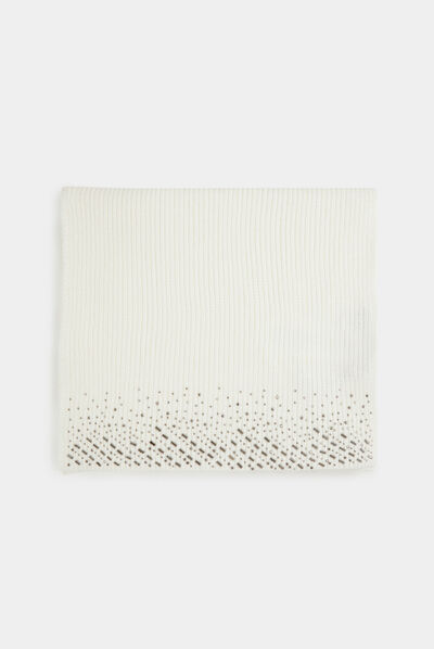Bufunda de punto con strass beige mujer