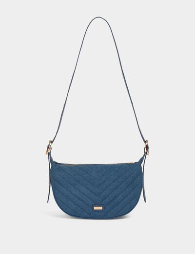 Bolso media luna acolchado denim stone mujer