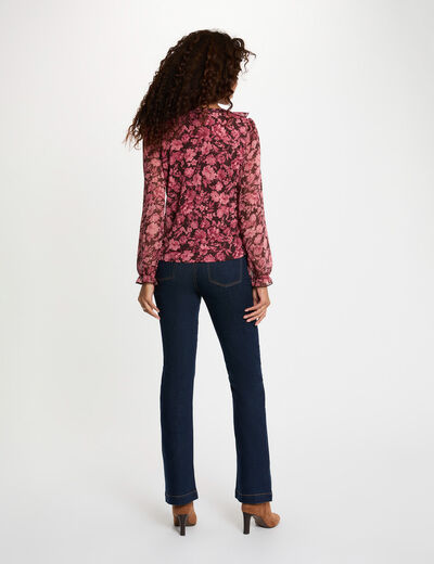 Camiseta de voile con cuello v burdeos mujer