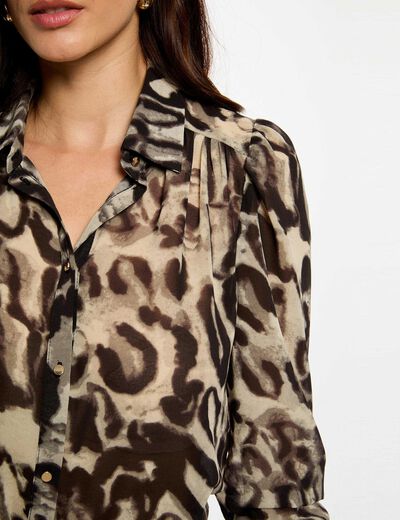 Camisa de gasa estampada multicolor mujer