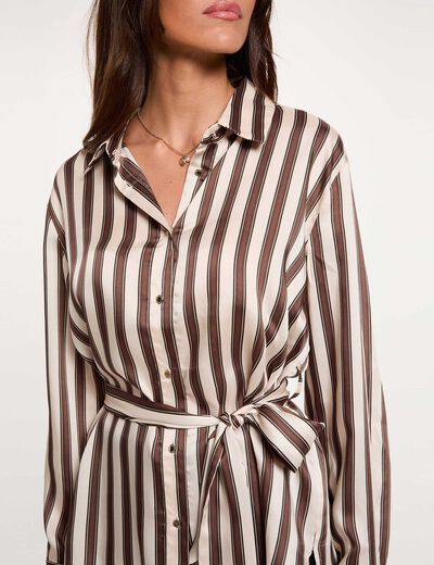 Camisa de rayas con cintur&oacute;n multicolor mujer