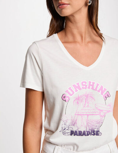 Camiseta con inscripción blanco mujer