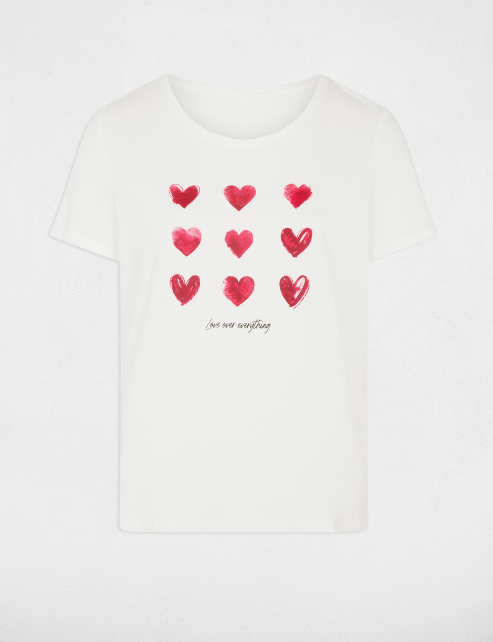 Camiseta cuello v manga corta blanco mujer