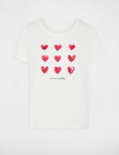 Camiseta cuello v manga corta blanco mujer