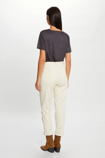 Camiseta manga corta con lentejuelas gris anthracite mujer
