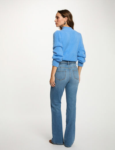 Jersey con cuello alto azul mujer