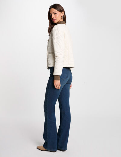 Chaqueta de plumón corta marfil mujer