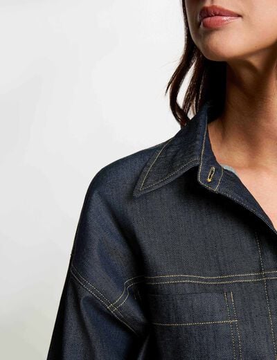 Chaqueta vaquera corta denim crudo mujer