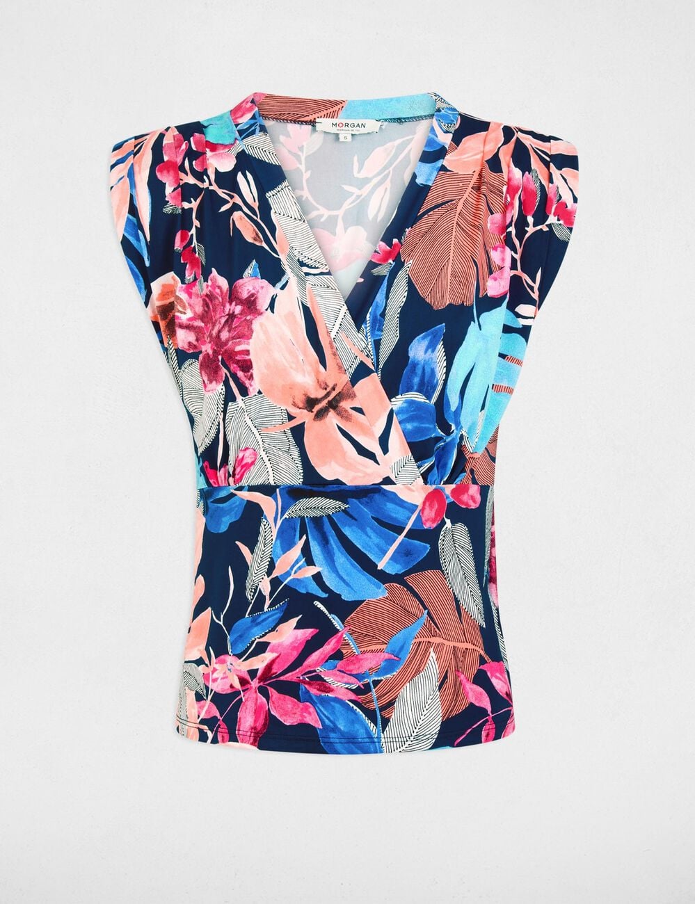 Camiseta ajustada sin mangas multicolor mujer
