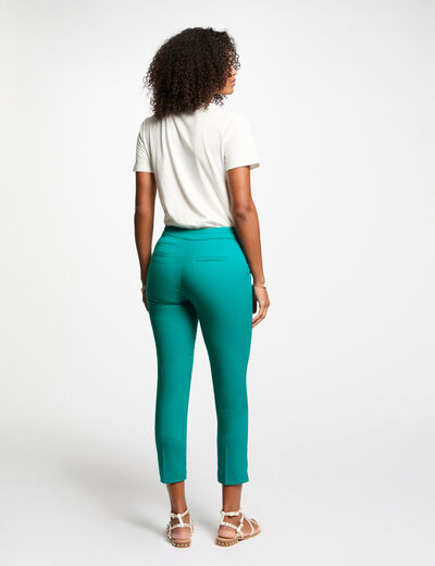 Pantalón cigarette azul turquesa mujer