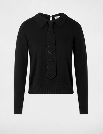 Jersey con cuello vuelto negro mujer