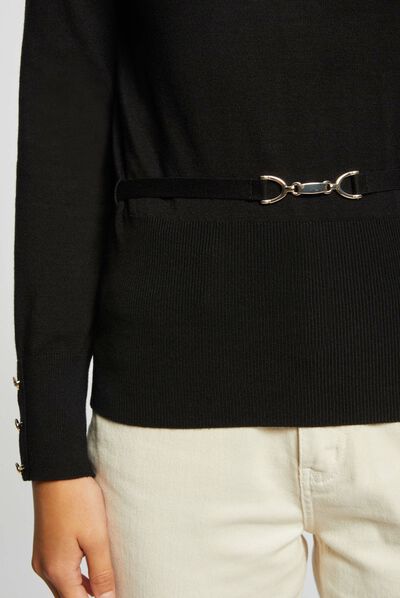 Jersey manga larga con adorno negro mujer