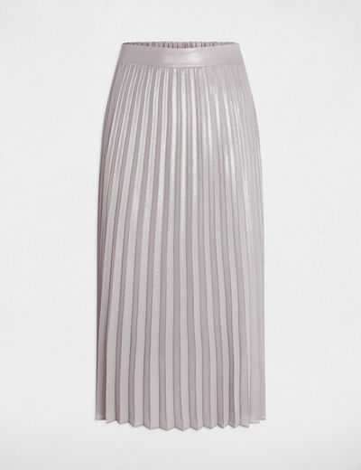 Falda larga plisada couleur argent mujer