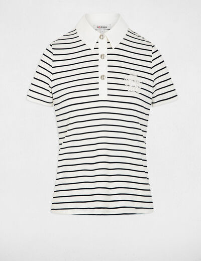 Top de rayas con cuello polo blanco mujer