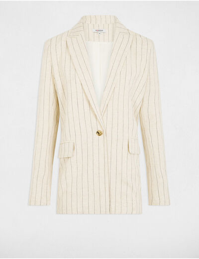 Americana con rayas beige mujer