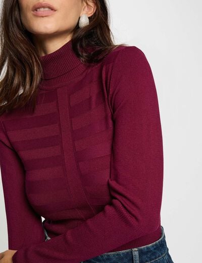 Jersey de cuello alto ajustado ciruela mujer