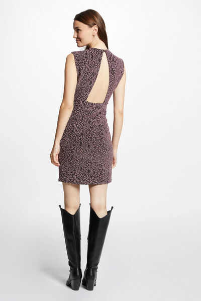 Vestido corto estampado rosa mujer