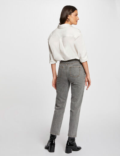 Camisa manga larga crudo mujer