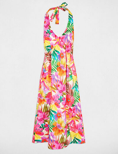 Vestido con cuello drapeado multicolor mujer