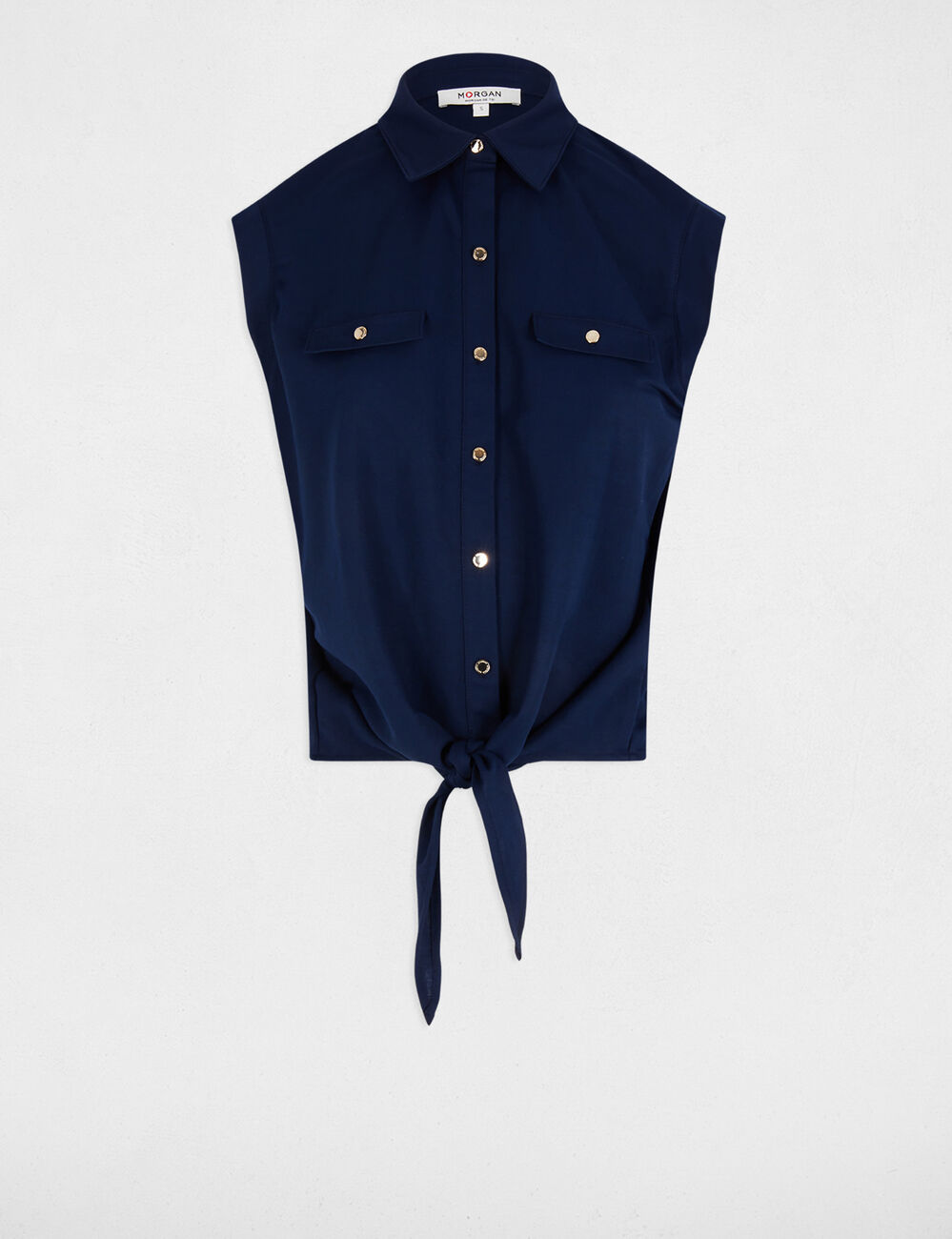 Blusa sin mangas azul petróleo mujer